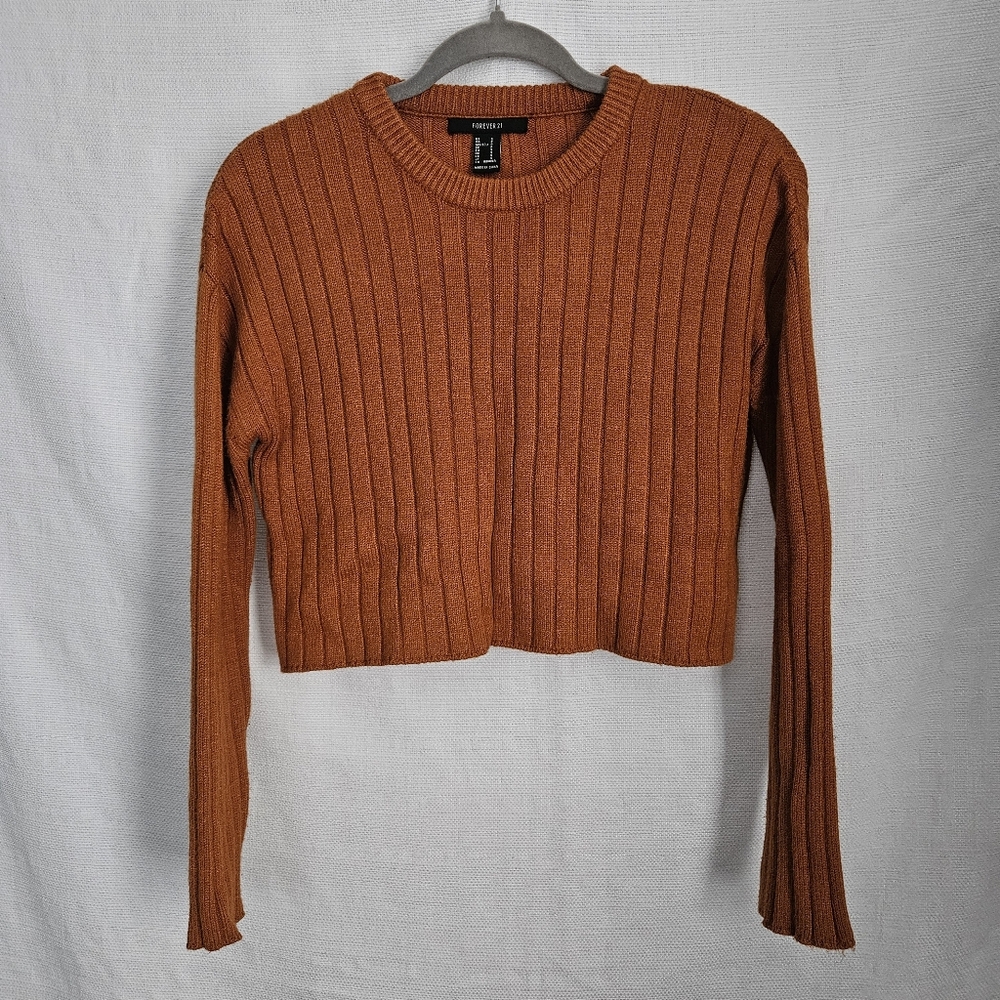 Orange Ribbed‎ Knit Sweater Size Xsmall